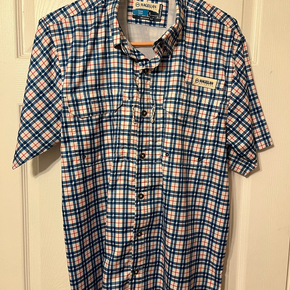 Magellan Outdoors Blue and Orange Casual Button Down Shirt | GUC | SML